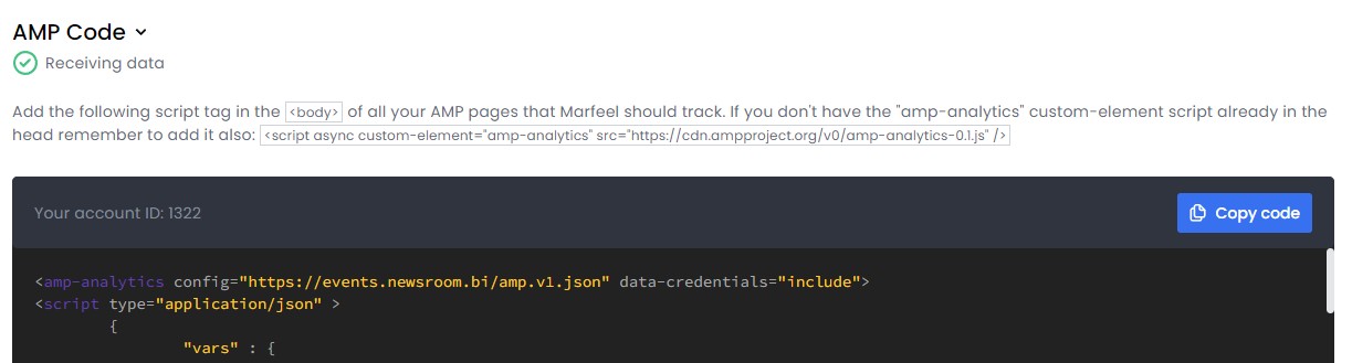 amp code from marfeel