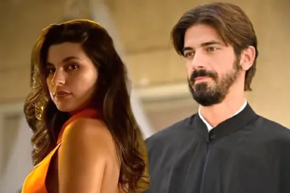 Η Χλόη και ο πατέρας Νικόλαος στη δραματική σκηνή της αποκάλυψης στον Άγιο Έρωτα.