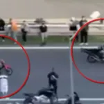 Η υψηλή γέφυρα Χαλκίδας με κίνηση οχημάτων