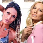 Κολάζ "πριν και μετά" της Ιωάννας Μαλέσκου: Αριστερά ως δασκάλα στην Κρήτη και δεξιά ως λαμπερή παρουσιάστρια του ΣΚΑΪ.