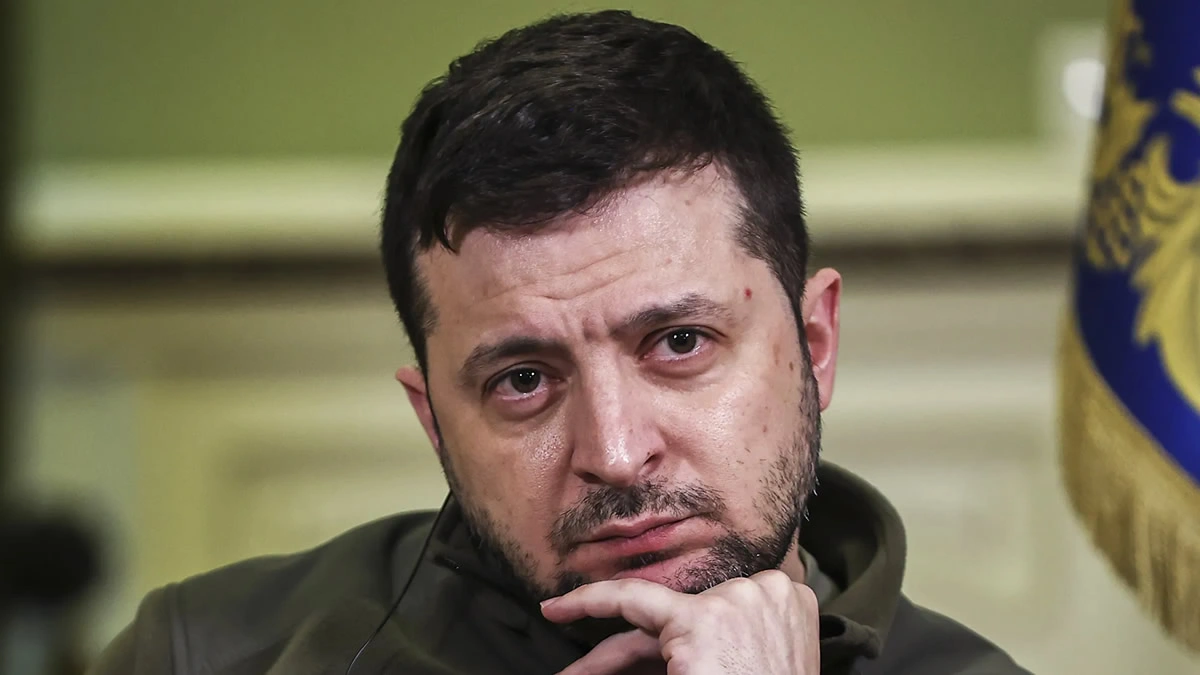 Ο Βολοντίμιρ Ζελένσκι κατά τη διάρκεια πρόσφατης δημόσιας ομιλίας στο Κίεβο.