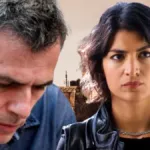 Χριστιάνα και Αντώνης σε σκηνή έντασης από το επεισόδιο 62 της σειράς Η Γη της Ελιάς