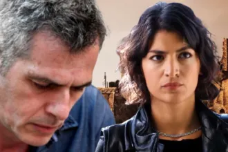 Χριστιάνα και Αντώνης σε σκηνή έντασης από το επεισόδιο 62 της σειράς Η Γη της Ελιάς