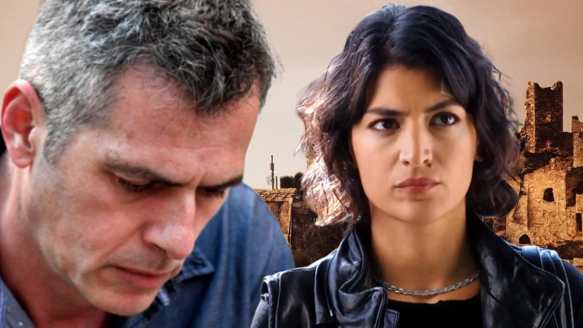 Χριστιάνα και Αντώνης σε σκηνή έντασης από το επεισόδιο 62 της σειράς Η Γη της Ελιάς