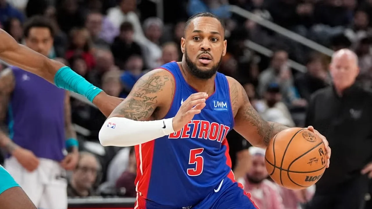 Ο Μόντε Μόρις με τη φανέλα των Detroit Pistons, η νέα μεταγραφή του Ολυμπιακού.