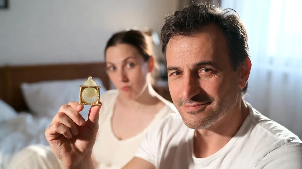 Ζευγάρι συζητά με χιούμορ στο σπίτι για ολυμπιακά προφυλακτικά και μετάλλια