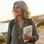 Γυναίκα γύρω στα 50 απολαμβάνει μια βόλτα στη θάλασσα και σκέφτεται μια νέα αρχή μετά το διαζύγιο