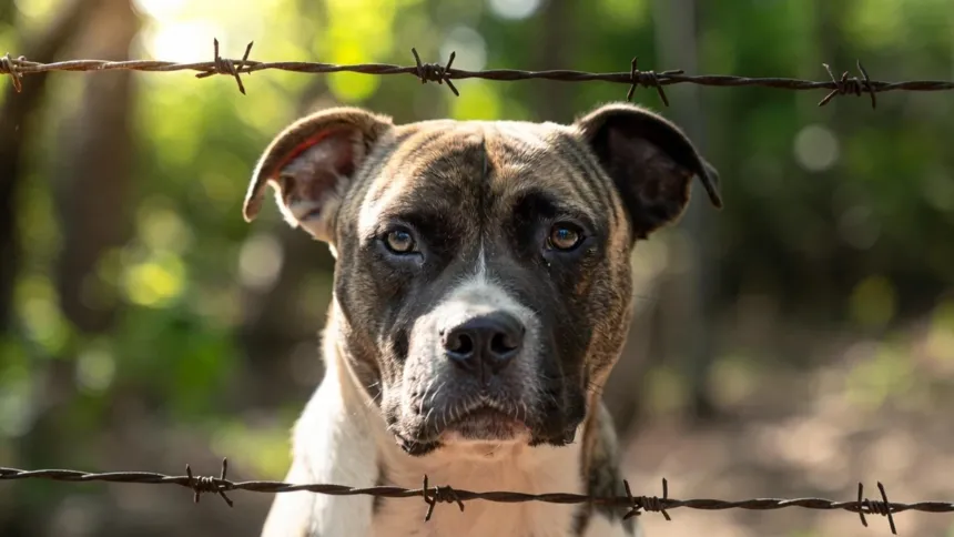 Πιτμπουλ πίσω απο συρματόπλεγμα