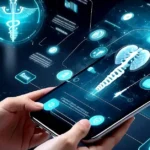 Ένας άνδρας κοιτάζει με αγωνία το smartphone του ενώ στην οθόνη εμφανίζονται ιατρικά σύμβολα και γραφήματα.