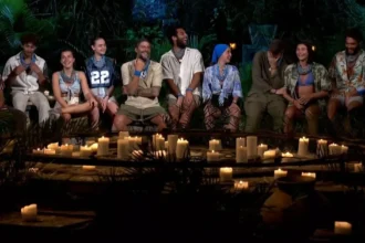 Στιγμιότυπο από τον αγώνα της 1ης ασυλίας της 12ης εβδομάδας στο Survivor του ΣΚΑΪ.