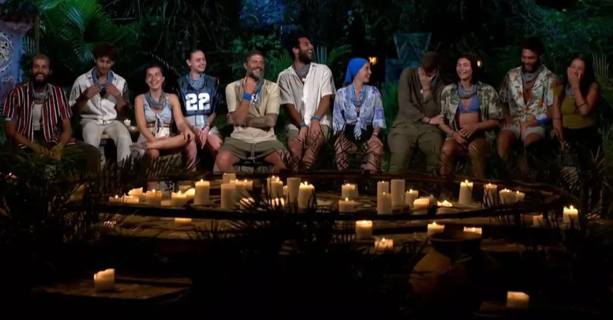 Στιγμιότυπο από τον αγώνα της 1ης ασυλίας της 12ης εβδομάδας στο Survivor του ΣΚΑΪ.