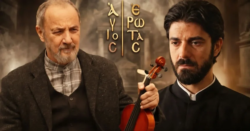 Ο πατήρ Νικόλαος με ανήσυχο βλέμμα δίπλα στον Λεωνίδα