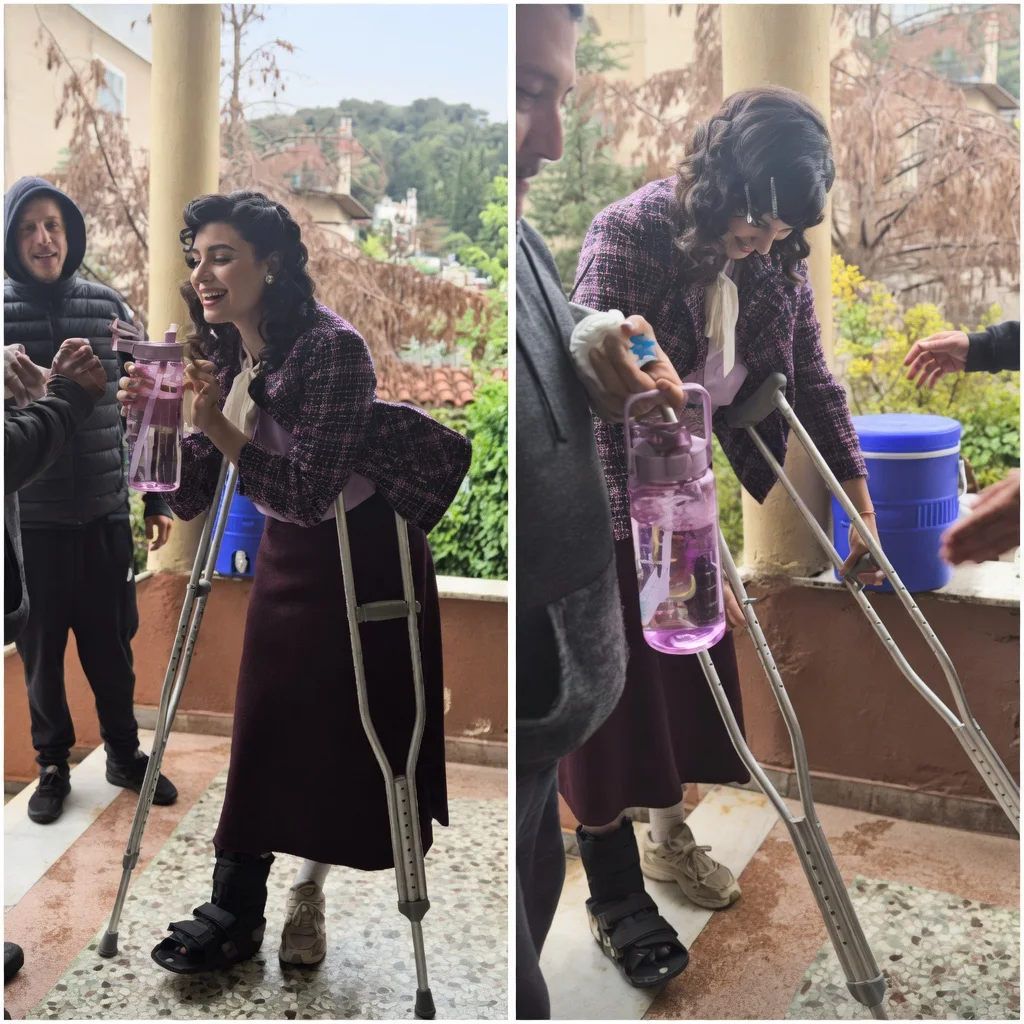 Η Δανάη Παππά στα γυρίσματα της σειράς Άγιος Έρωτας