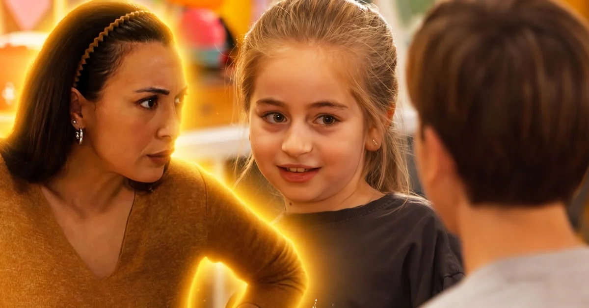 Η Σάρα και ο Μιχάλης με έκφραση απελπισίας και εξάντλησης, προσπαθώντας να επιβάλουν τους κανόνες στα παιδιά τους, στη σειρά Έχω παιδιά του MEGA.