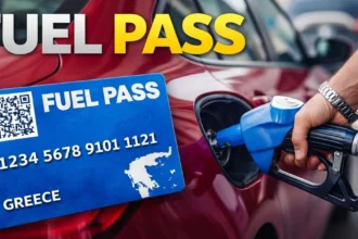 οδηγός σε βενζινάδικο περιμένει το Fuel Pass που καθυστερεί να πληρωθεί πριν το Πάσχα.