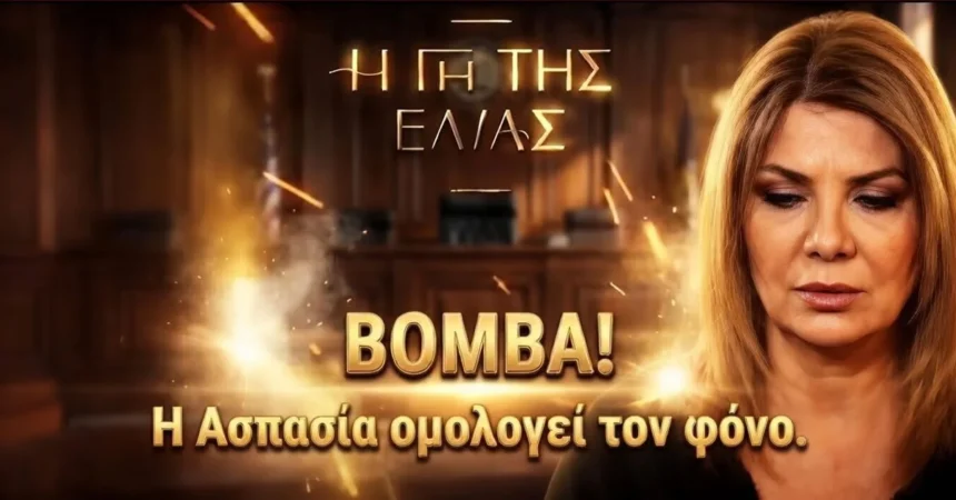 Η Ασπασία με σκυμμένο κεφάλι μέσα στη δικαστική αίθουσα και η Βασιλική φανερά απογοητευμένη μετά τη συνάντησή της με τον Στέφανο στη σειρά Η Γη της Ελιάς.