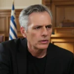 Η Μαρουσώ και ο Αντώνης κάθονται αγχωμένοι στο εδώλιο, ενώ σε άλλο πλάνο οι Αρχές ερευνούν το κελί όπου δολοφονήθηκε η Χριστιάνα στη Γη της Ελιάς.