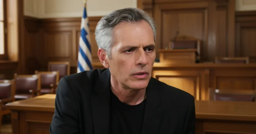 Η Μαρουσώ και ο Αντώνης κάθονται αγχωμένοι στο εδώλιο, ενώ σε άλλο πλάνο οι Αρχές ερευνούν το κελί όπου δολοφονήθηκε η Χριστιάνα στη Γη της Ελιάς.