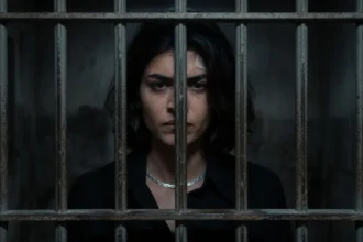 Η Χριστιάνα πίσω από τα κάγκελα της φυλακής με τρομοκρατημένο βλέμμα, λίγο πριν πέσει θύμα δολοφονίας, στα νέα δραματικά επεισόδια της σειράς Η Γη της Ελιάς.