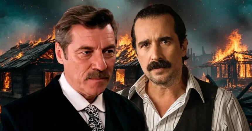 Οι φλόγες τυλίγουν τα σπίτια στον προσφυγικό μαχαλά, ενώ στο άλλο κάδρο η Μελίνα και ο Χατζημήτρος βρίσκονται στην εκκλησία, στα νέα επεισόδια του Grand Hotel.