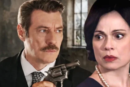 Ο Γεράσιμος σημαδεύει την τρομοκρατημένη Κυβέλη με ένα όπλο, στα νέα δραματικά επεισόδια της σειράς Grand Hotel του ΑΝΤ1.