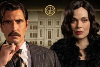 Η Κυβέλη κοιτάζει σοκαρισμένη τον Ρήγα, ο οποίος έχει επιστρέψει κρυφά για να της κάνει πρόταση γάμου, στα νέα επεισόδια της σειράς Grand Hotel.