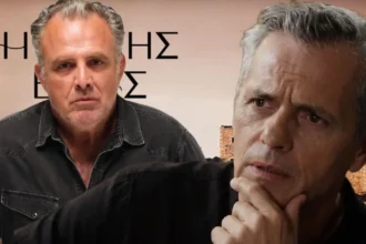 Ο Στάθης από τη σειρά Η γη της ελιάς με αυστηρό ύφος κλείνει για πάντα την πόρτα στην Ερωφίλη.