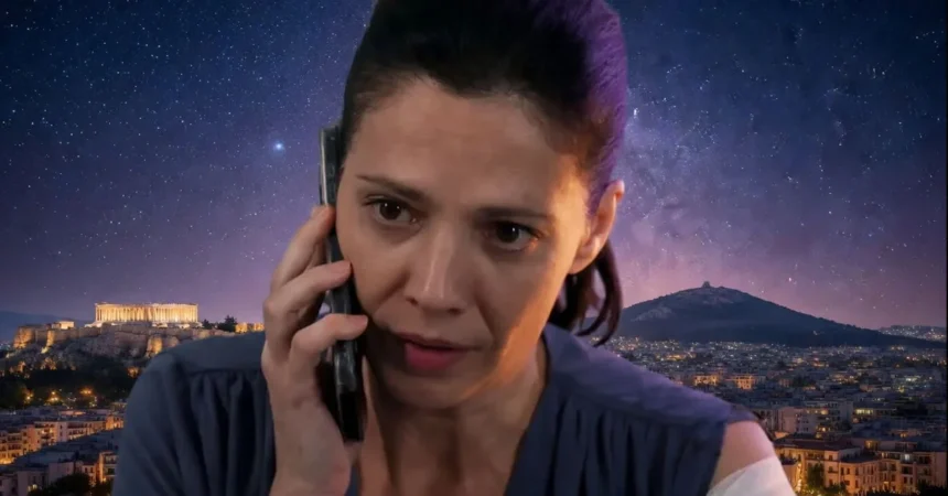 Η Αρετή με δακρυσμένο και εξαντλημένο βλέμμα, προσπαθώντας να διαχειριστεί τα συναισθήματά της και το δίλημμα της εγκυμοσύνης της στη σειρά Μια νύχτα μόνο.