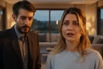 Η Άσπα με βλέμμα γεμάτο τρόμο και πανικό καθώς αντιλαμβάνεται ότι ο εκβιασμός του Άλκη μπορεί να καταστρέψει τη ζωή της, στη σειρά Μια νύχτα μόνο.