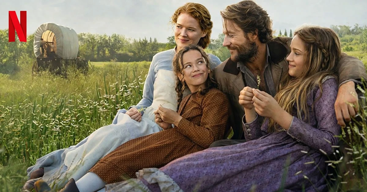 Η Άλις Χάλσεϊ και ο Λουκ Μπρέισι ως Λόρα και Τσαρλς Ίνγκαλς, ατενίζοντας την πεδιάδα στο πρώτο επίσημο teaser trailer της σειράς "Το μικρό σπίτι στο λιβάδι" στο Netflix.