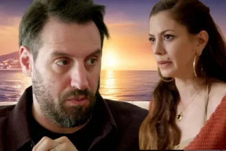 Η Στυλιανή και ο Μάκης από τη σειρά Να μ' αγαπάς σε μια έντονη σκηνή σύγκρουσης μετά την αποκάλυψη της απιστίας του με την υπηρέτρια Θεανώ.