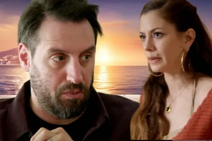 Η Στυλιανή και ο Μάκης από τη σειρά Να μ' αγαπάς σε μια έντονη σκηνή σύγκρουσης μετά την αποκάλυψη της απιστίας του με την υπηρέτρια Θεανώ.