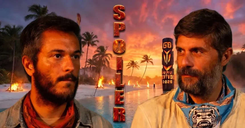 Οι παίκτες της ομάδας των Αθηναίων στο Survivor 2026 σε κατάσταση απόλυτης απογοήτευσης ενώ οι Επαρχιώτες πανηγυρίζουν τη νίκη τους.