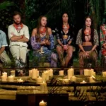 Στιγμιότυπο από το Συμβούλιο του Νησιού στο Survivor, με τον Γιώργο Λιανό να κάνει μια κρίσιμη ανακοίνωση στους έκπληκτους παίκτες.