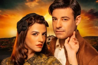 Η Μελισσάνθη με δακρυσμένο και απελπισμένο βλέμμα, διχασμένη ανάμεσα στον Άγγελο και τον αυταρχικό σύζυγό της, Απόστολο Φατούρο, στη σειρά του Alpha.