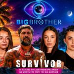Το λογότυπο του Big Brother στον ΣΚΑΙ και παίκτες του Survivor 2025
