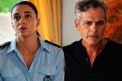 Σκηνή από τη σειρά Γη της Ελιάς με τη Μαρουσώ και τον Αντώνη