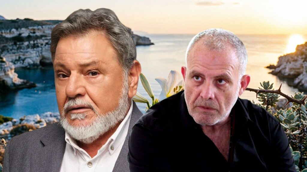 Ο Στάθης και ο Λυκούργος σε δραματική σκηνή της σειράς Γη της Ελιάς