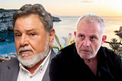 Ο Στάθης και ο Λυκούργος σε δραματική σκηνή της σειράς Γη της Ελιάς