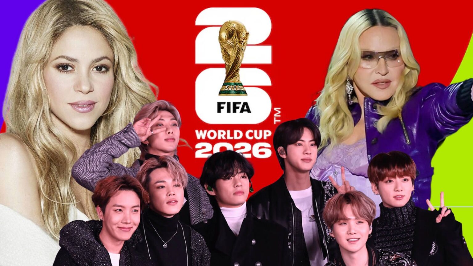 Οι BTS, η Madonna και η Shakira στην ανακοίνωση για το halftime show του World Cup 2026.