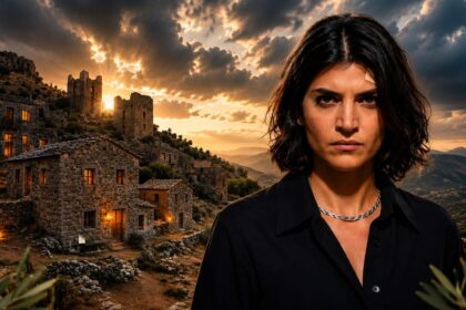 Η Χριστιάνα σε σκηνή της σειράς Η Γη της Ελιάς MEGA