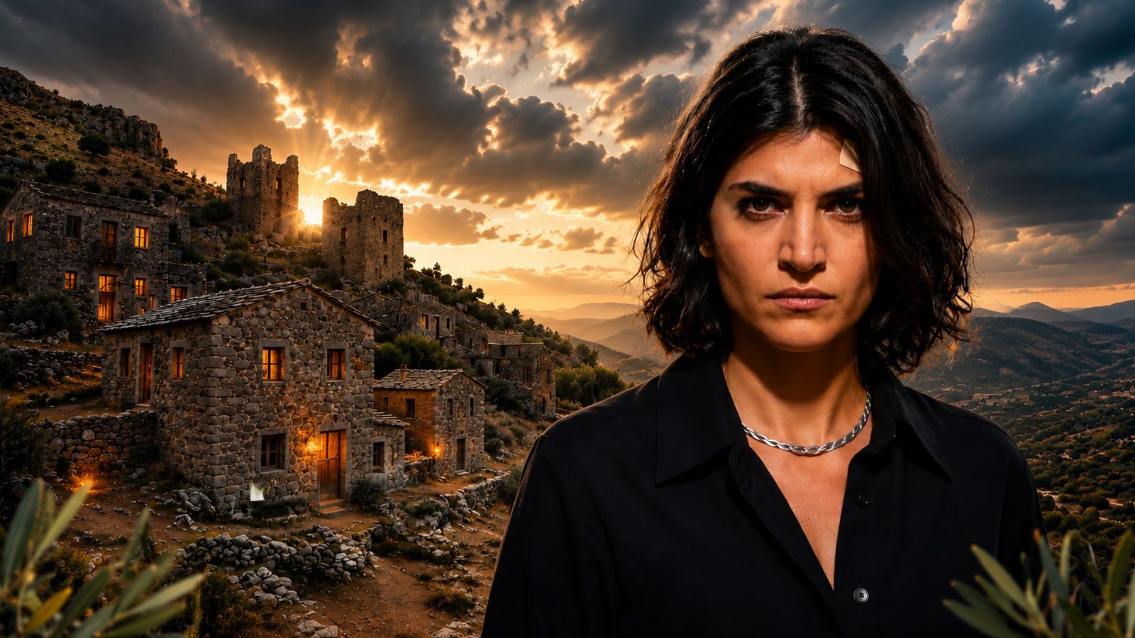 Η Χριστιάνα σε σκηνή της σειράς Η Γη της Ελιάς MEGA