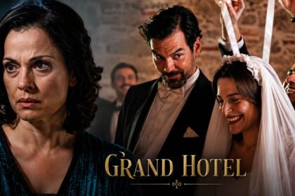 Στιγμιότυπο από τη σειρά Grand Hotel του ANT1 με την Αλίκη ντυμένη νύφη