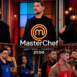 Οι κριτές του MasterChef 2026 Κοντιζάς, Ιωαννίδης και Κουτσόπουλος στο πλατό.