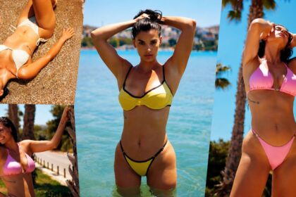 Η Χριστίνα Μπόμπα με μπικίνι από τη συλλογή Hailey Bieber x Calzedonia στην παραλία