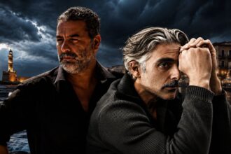 Ο Βασίλης Μπισμπίκης σε δραματική σκηνή στη νέα καθημερινή σειρά του MEGA Δυο μαύρα πουκάμισα
