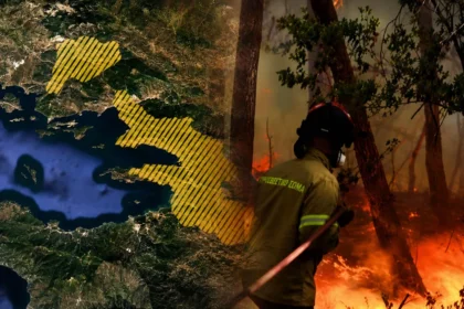 Πυροσβεστικά οχήματα και δυνάμεις κατάσβεσης επιχειρούν στη μεγάλη φωτιά στο Όρος Κανδήλι στη Δυτική Αττική.