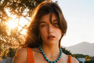 Η Κλέλια Ανδριολάτου ποζάρει με animal print μαγιό μπροστά σε καθρέφτη