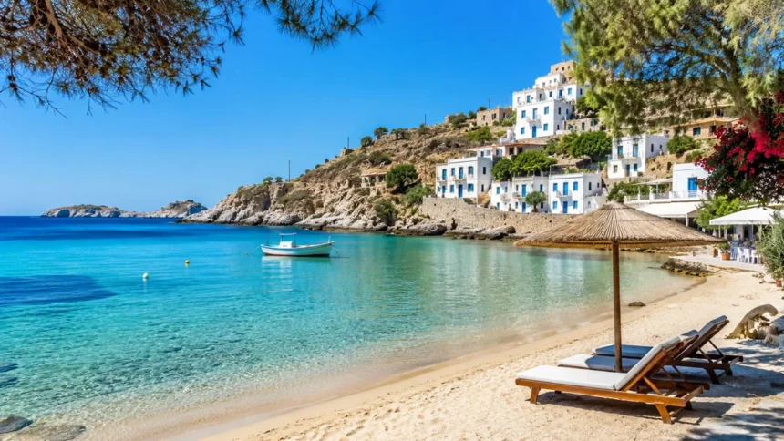 Παραλία σε ελληνικό νησί ιδανική για last-minute απόδραση τον Δεκαπενταύγουστο.