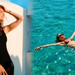 Η Βίκυ Καγιά ποζάρει με μαγιό και χωρίς μακιγιάζ στη θάλασσα κατά τη διάρκεια των καλοκαιρινών της διακοπών.
